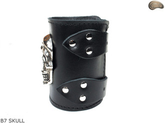 Bracciale in pelle B7 skull goth rock metal punk