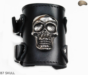 Bracciale in pelle B7 skull goth rock metal punk