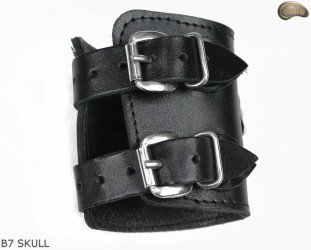 Bracciale in pelle B7 skull goth rock metal punk