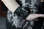 Bracciale in pelle B7 skull goth rock metal punk