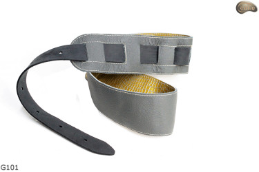 Cintura per chitarra elettrica/basso G101 in pelle naturale, double-face