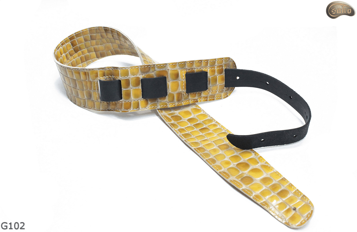 Cintura per chitarra elettrica/basso G102 in pelle naturale, double-face