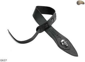 Cinghia per chitarra elettrica/basso G637 SKULL in pelle naturale