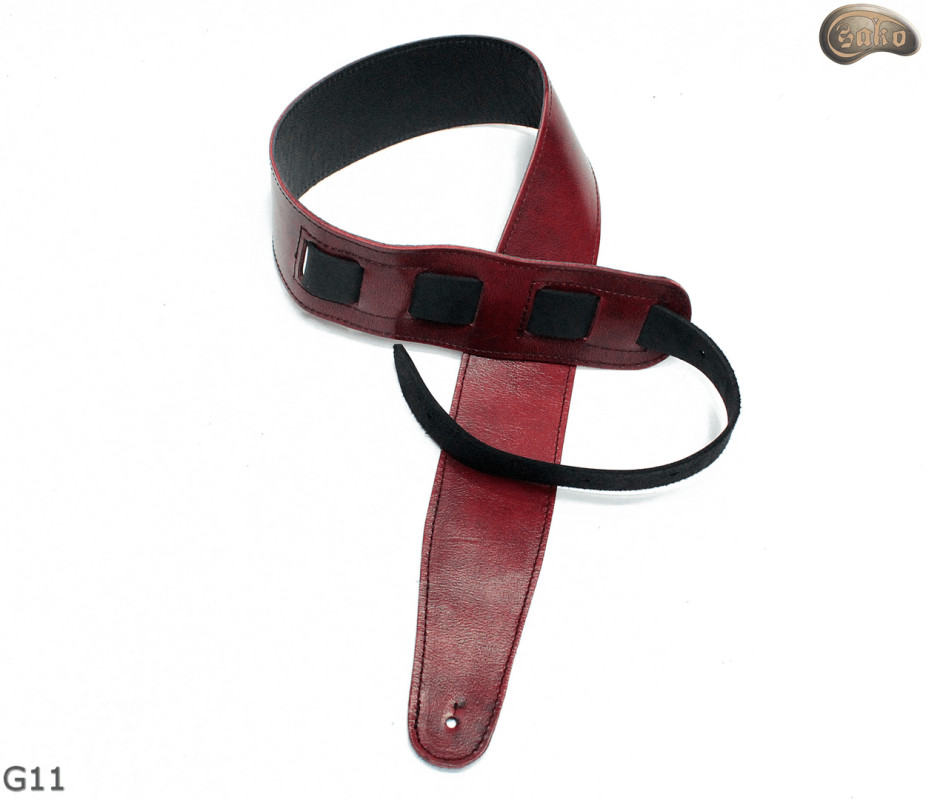 G11 RED electric/bass guitar strap, genuine leather, reversible