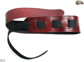 G11 RED electric/bass guitar strap, genuine leather, reversible