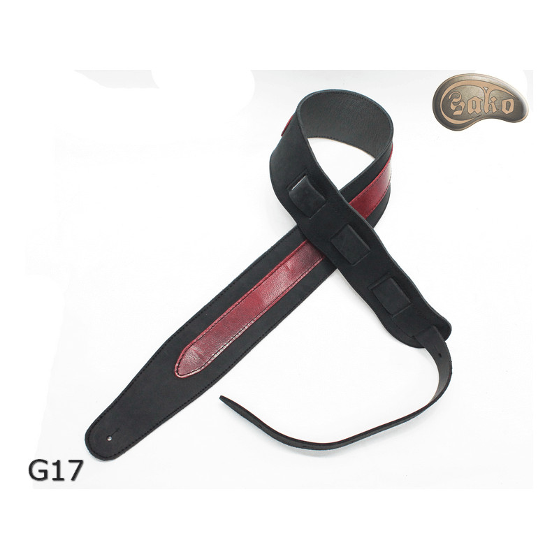 Cintura per chitarra G17 RED in pelle, cintura double-face per basso elettrico