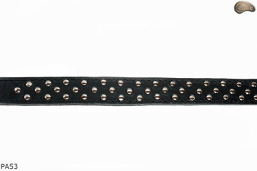 PA53 leather belt with flat decorative rivets
