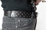 PA53 leather belt with flat decorative rivets