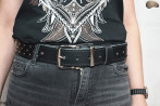 PA53 leather belt with flat decorative rivets