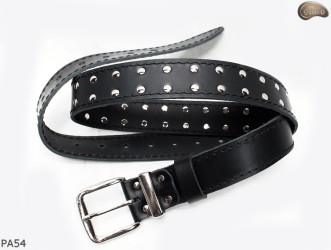 PA54 leather belt with flat decorative rivets