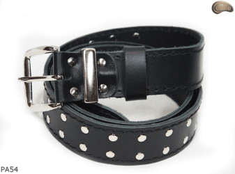 PA54 leather belt with flat decorative rivets