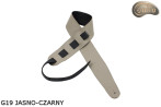 Tracolla per chitarra elettrica/basso G19, beige chiaro/nera, double-face, in vera pelle