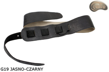 Tracolla per chitarra elettrica/basso G19, beige chiaro/nera, double-face, in vera pelle