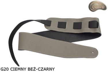 G21 Reversible Genuine Leather Guitar/Bass Strap (Dark Beige/Black)