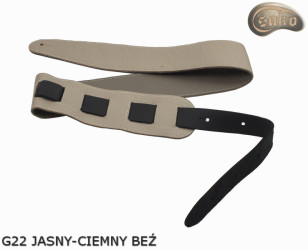 Tracolla per chitarra elettrica/basso G22, beige chiaro scuro, double-face, in vera pelle