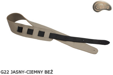 Sangle G22 pour guitare/basse électrique, beige clair foncé, réversible, cuir véritable