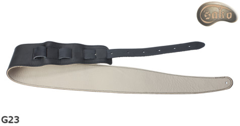 Tracolla per chitarra elettrica/basso G23, beige chiaro/nera, double-face, vera pelle