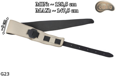 Tracolla per chitarra elettrica/basso G23, beige chiaro/nera, double-face, vera pelle