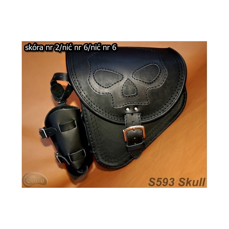 LEATHER SADDLEBAG S593 SKULL H-D SOFTAIL