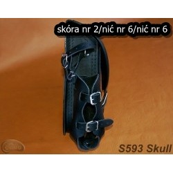 LEATHER SADDLEBAG S593 SKULL H-D SOFTAIL